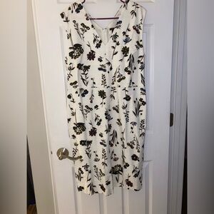 Ann Taylor White Floral Midi Dress